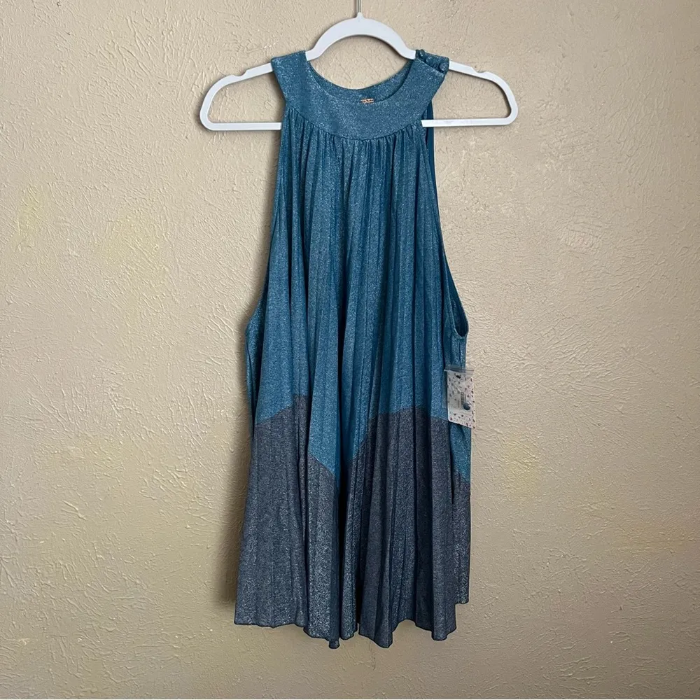 NWT Free People Pleated Love Mini Dress Blue XS - Image 3