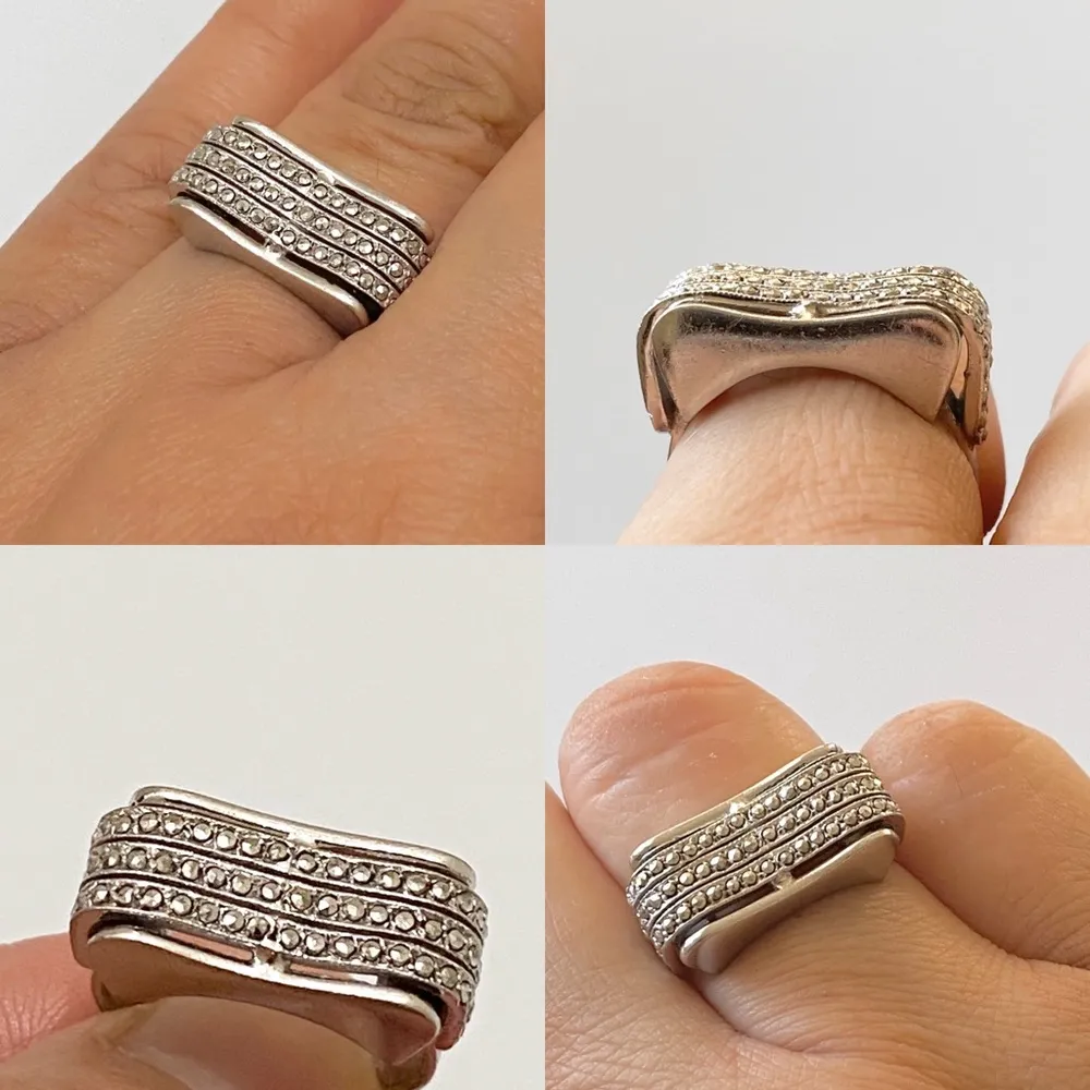 Vintage Sterling Signed Cocktail Bow Ring 6.5 - Image 7