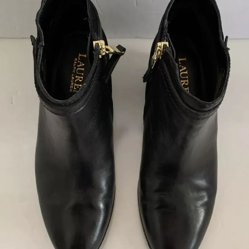 Lauren Ralph Lauren Damara  Black Boots Booties Shoes 
6 B Leather Suede Excelle - Image 6