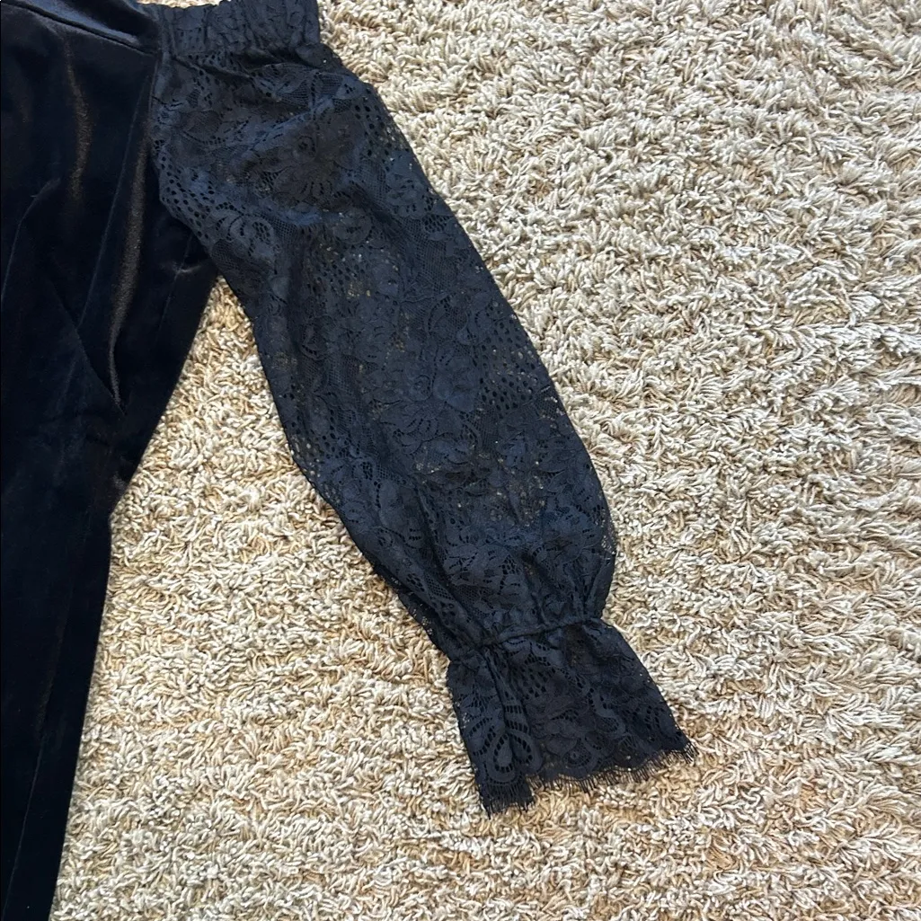 White House Black Market Black Dress with Lace Sleeves - Image 4