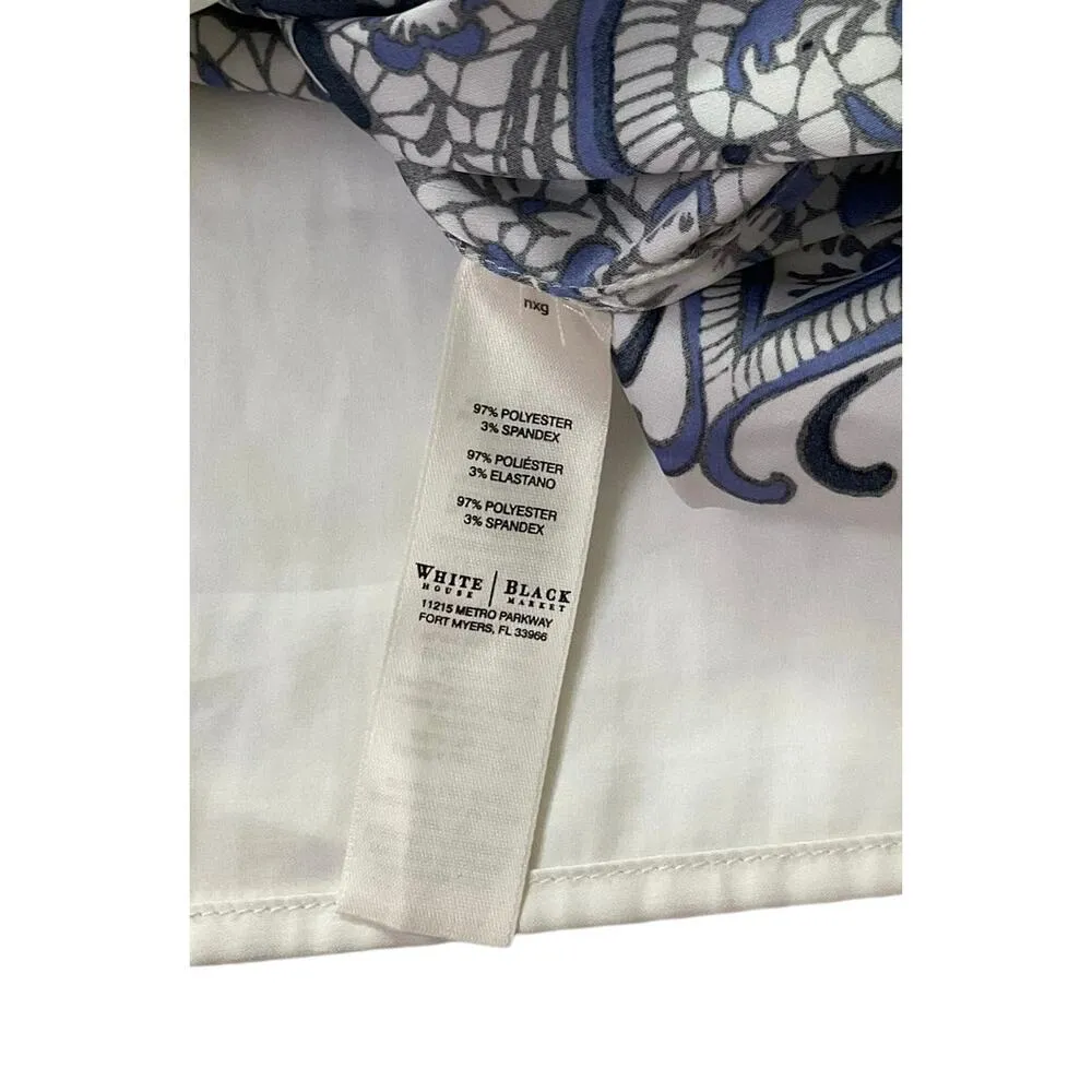 White House Black Market Multicolor Deep V-Neck Top Women Size 2 | 33-11 - Image 4