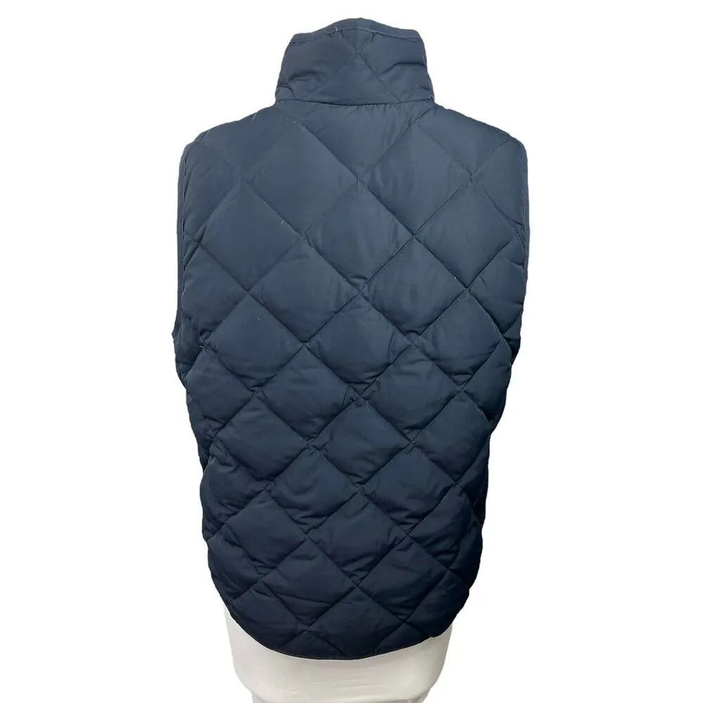 J.Crew Women's Blue Down Fill Quilted High Neck Sleeveless Vest Puffer Jacket M - Image 2