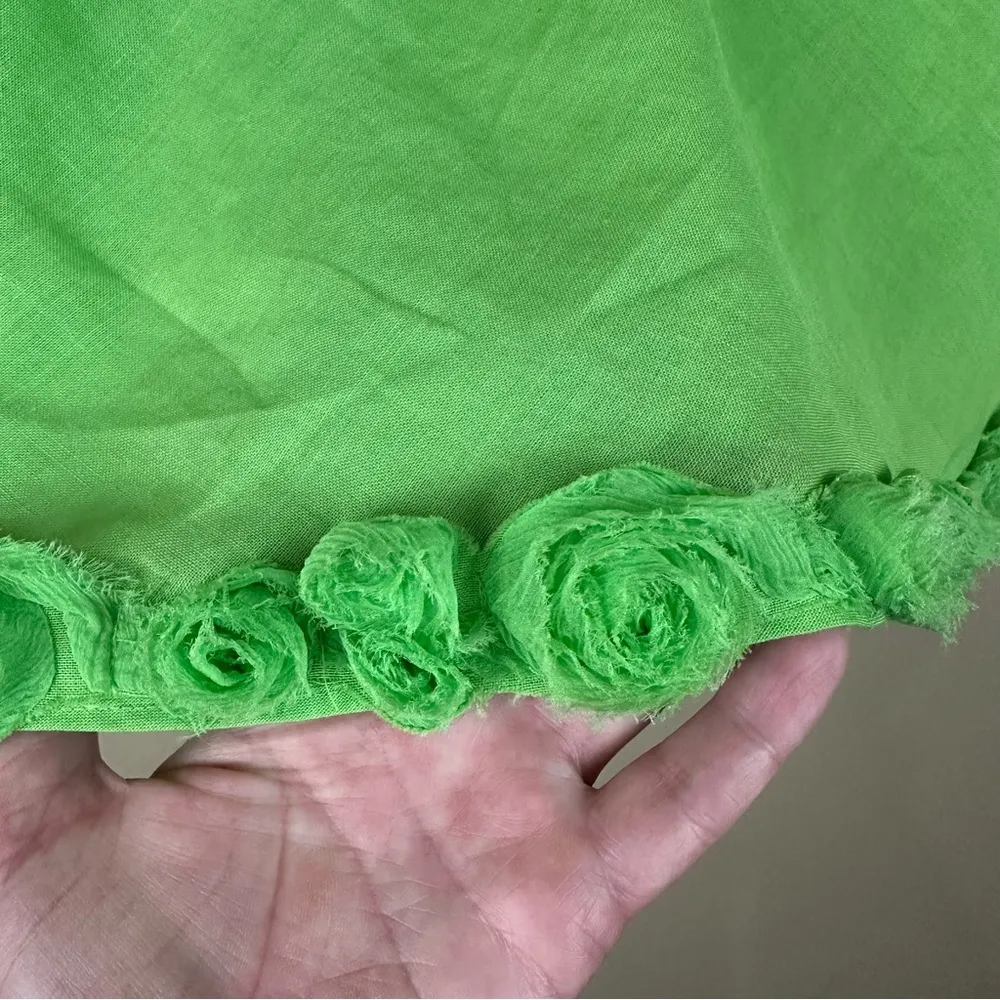 SLB Green Linen Rosette Floral Trim Pull On Skirt Petite Small PS Size undefined - Image 2