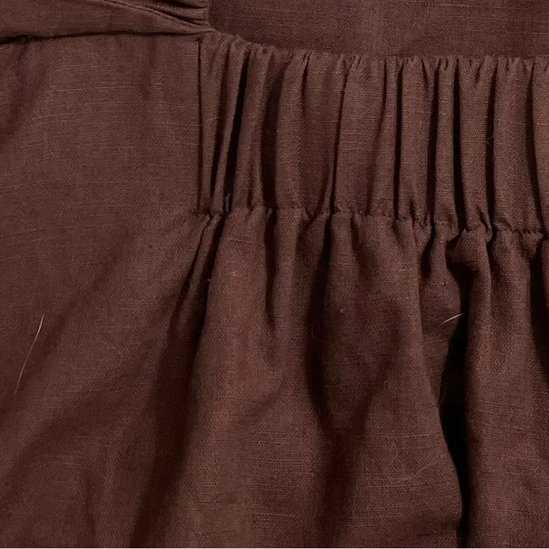 Bohme Tiered Midi Dress Size MEDIUM Linen Blend Dark Brown Sleeveless Crisscross - Image 6