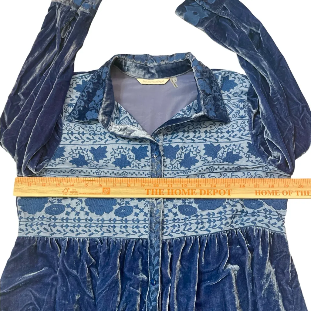 Soft Surroundings Blue Floral Embroidered Velvet Tunic - Image 8