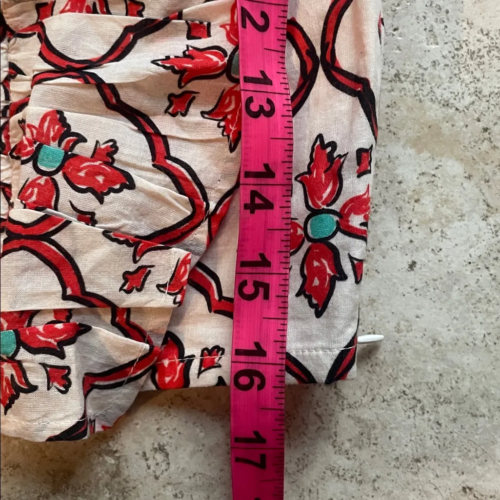 Ro's Garden Caracas Cotton Flutter-Sleeve Square-Neck Blouse Red Pompeii - Image 10