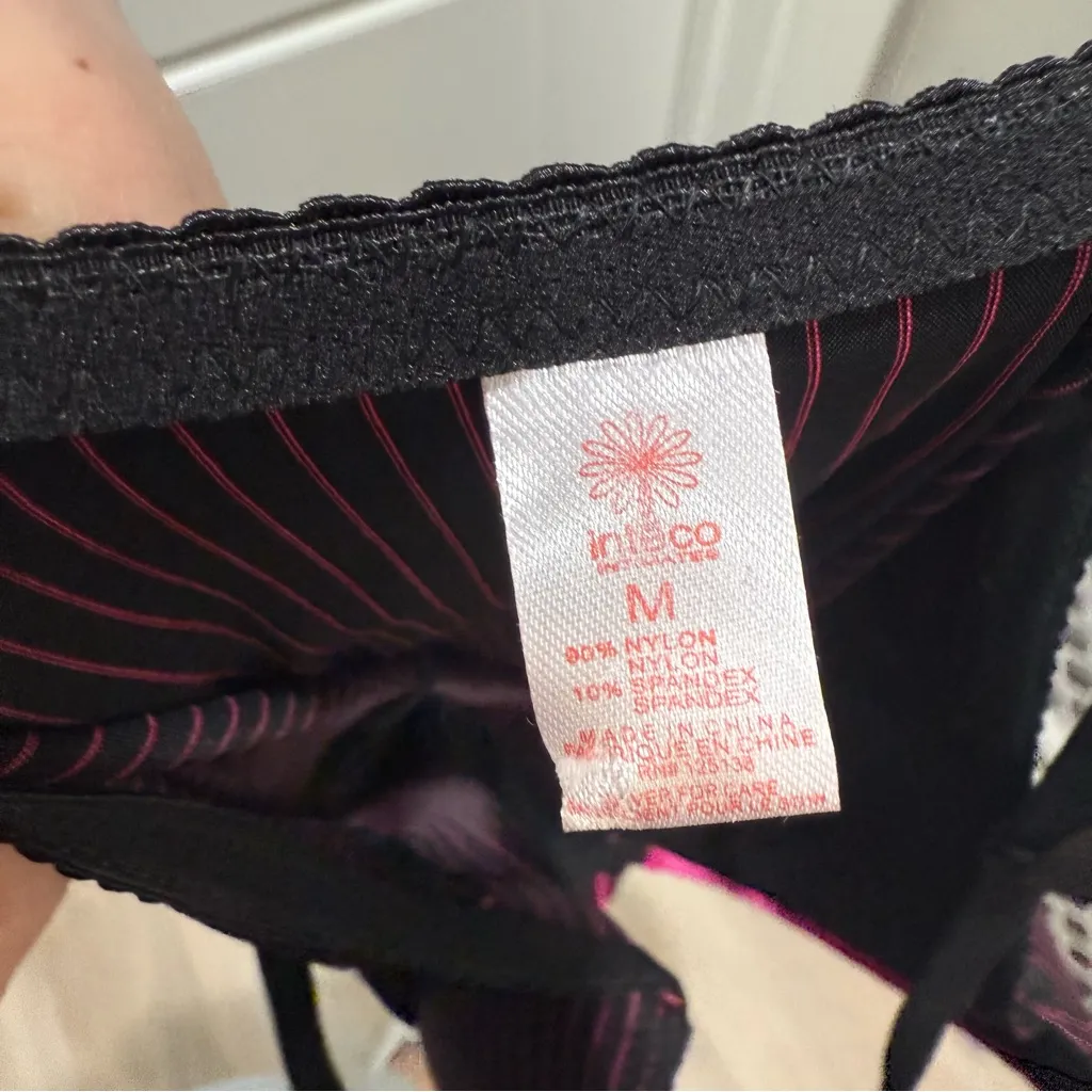 Inteco Intimates Black and Pink Lingerie Slip Dress Stripe Bow Costume Medium - Image 6