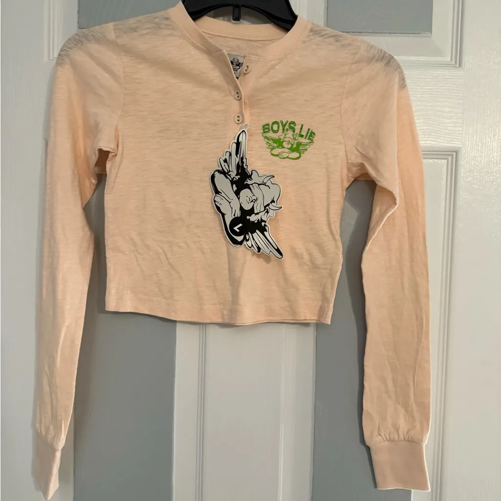 Boys Lie Self Improvement Long Sleeve Henley Top - Image 3