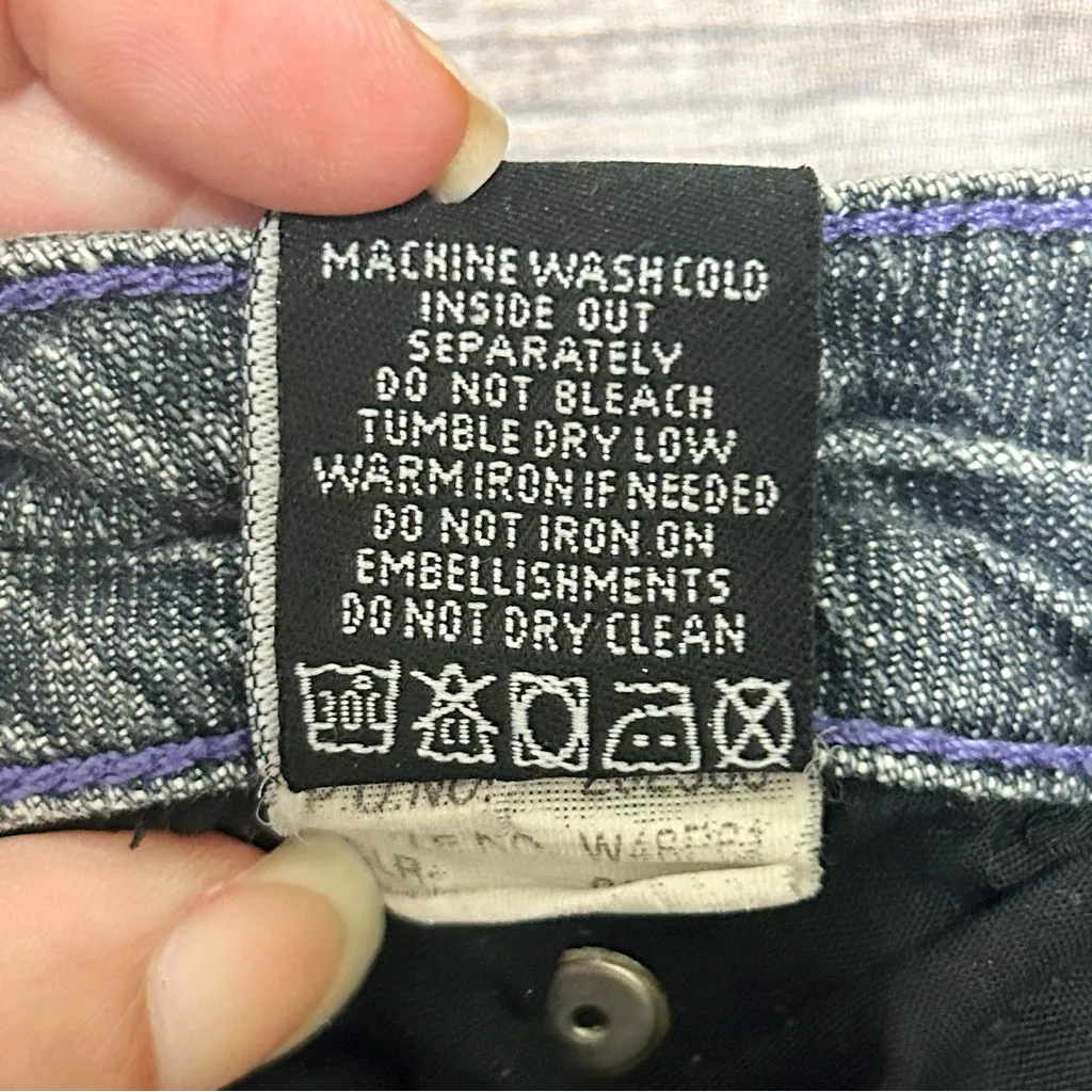 Akademiks Washed Out Black Gray Purple Embroidery Low Rise Bermuda Jean Short 34 - Image 10