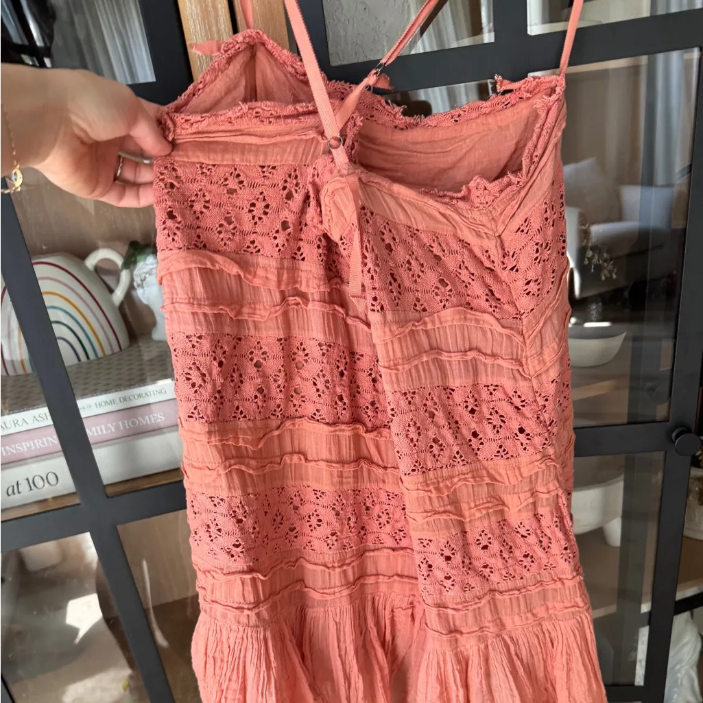 Free People Shailee Slip mini Dress Copper Rose embroidered ruffle square neck - Image 11