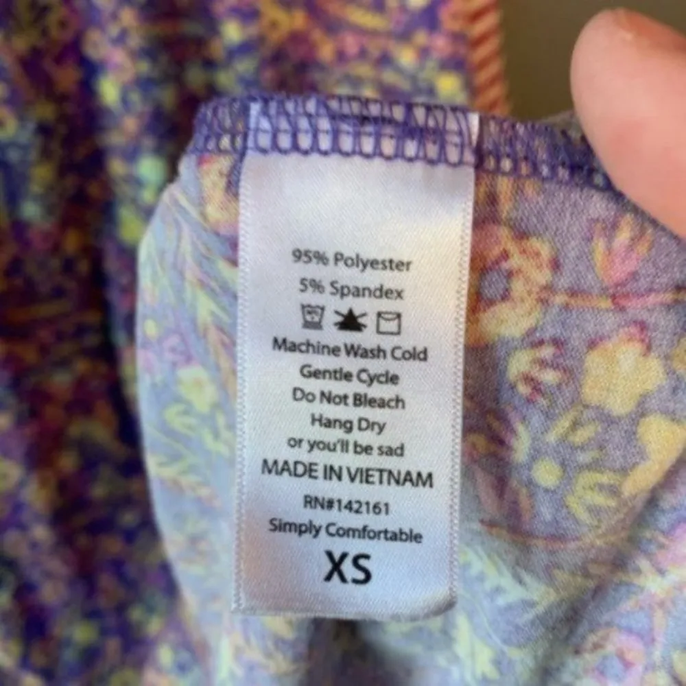 Lularoe Irma Tunic Top Purple Floral Pink Stripe Sleeve - Image 10