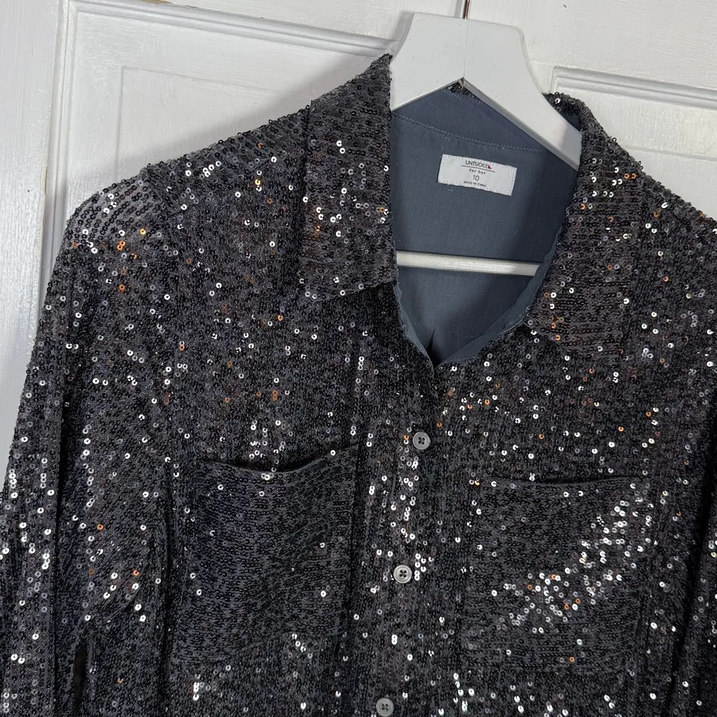 Untuckit Women’s Sequin Charcoal Harlow Long - Image 7