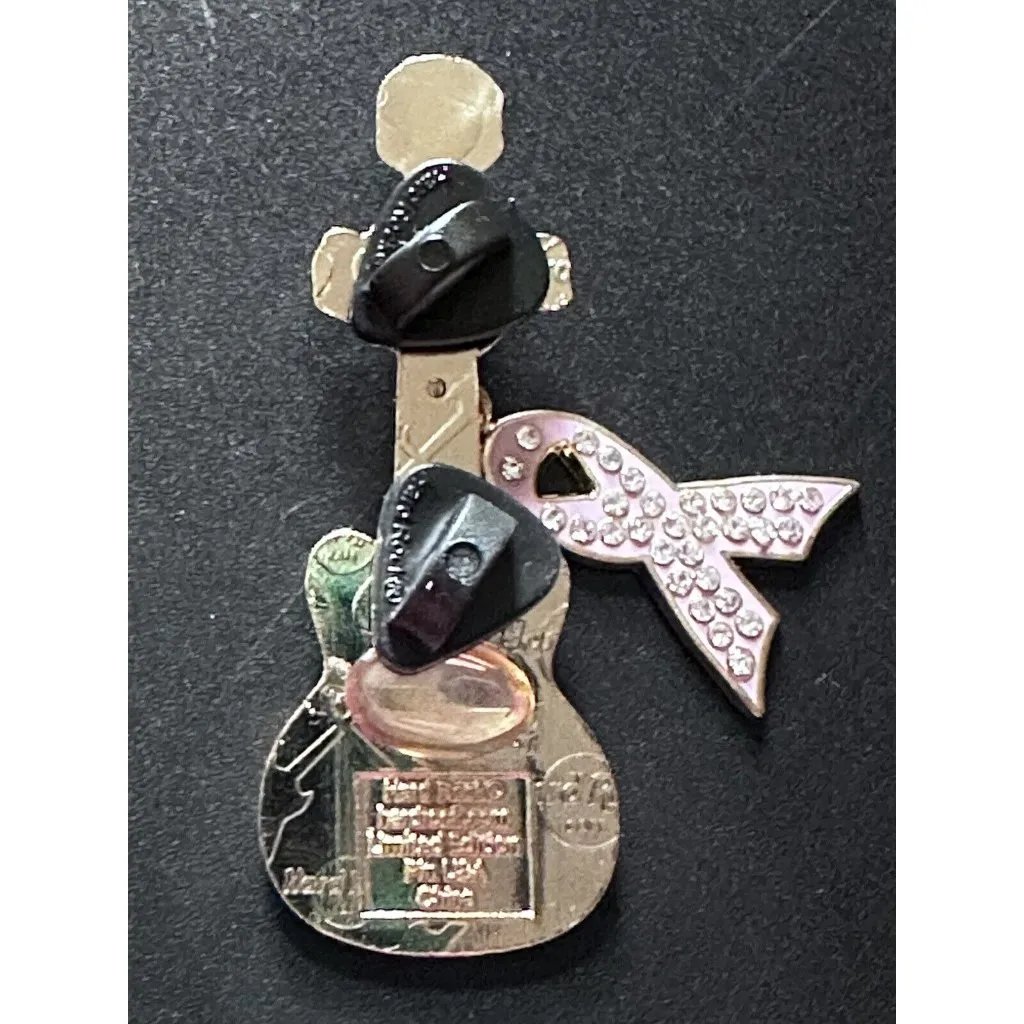 Hard Rock Cafe 2009 - Stop Breast Cancer for Life - Pink Ribbon Guitar Pin - Image 4
