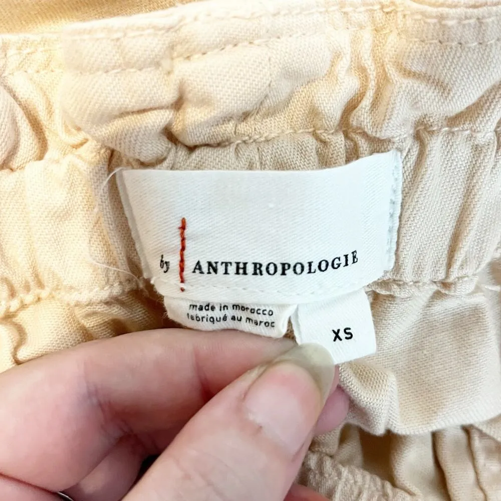 Anthropologie High Rise Paperbag Cropped Utility Pants Tan Khaki XS - Image 3