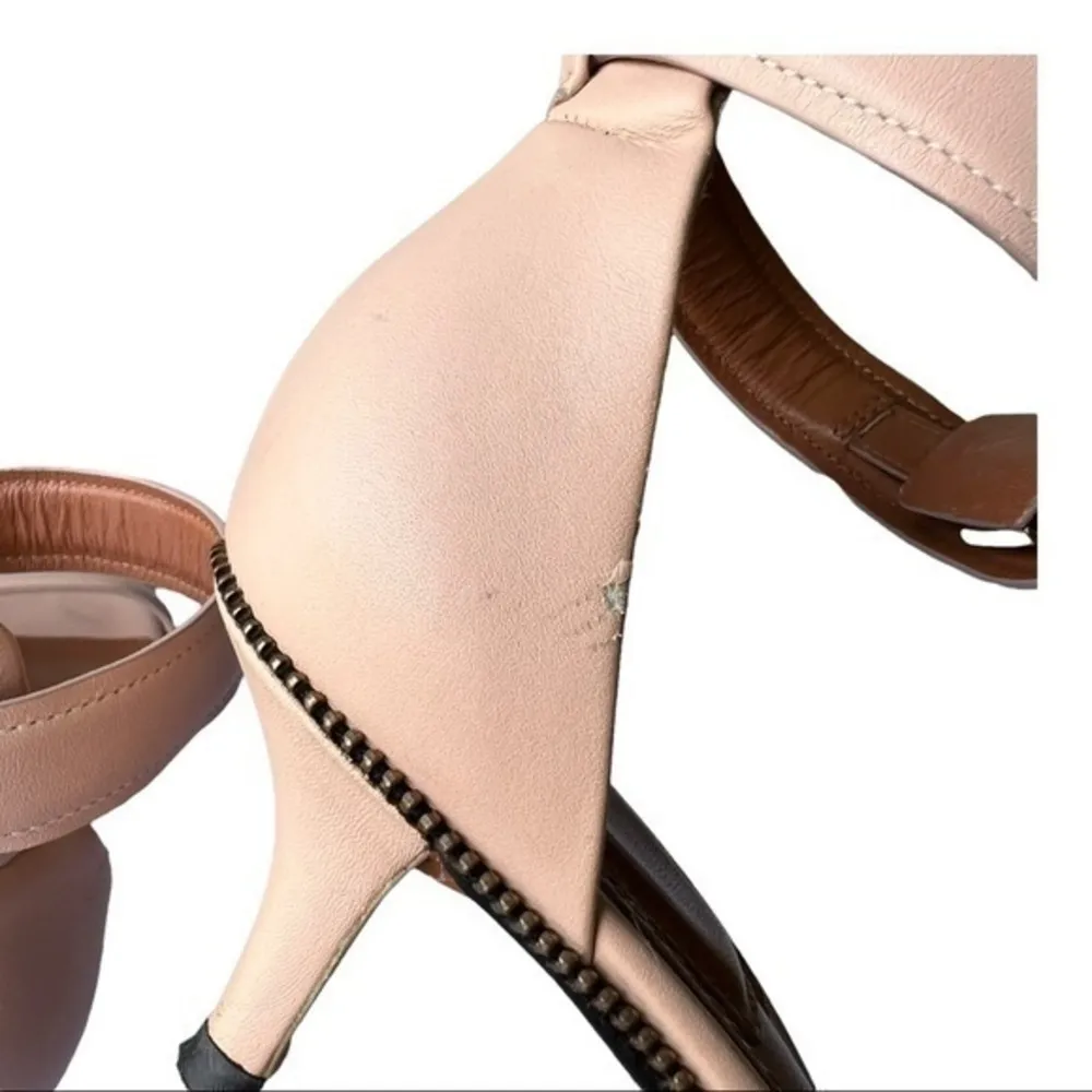 Givenchy Nadia Ankle Strap Kitten Heel Nude Leather Sandals Size 37 - Image 8