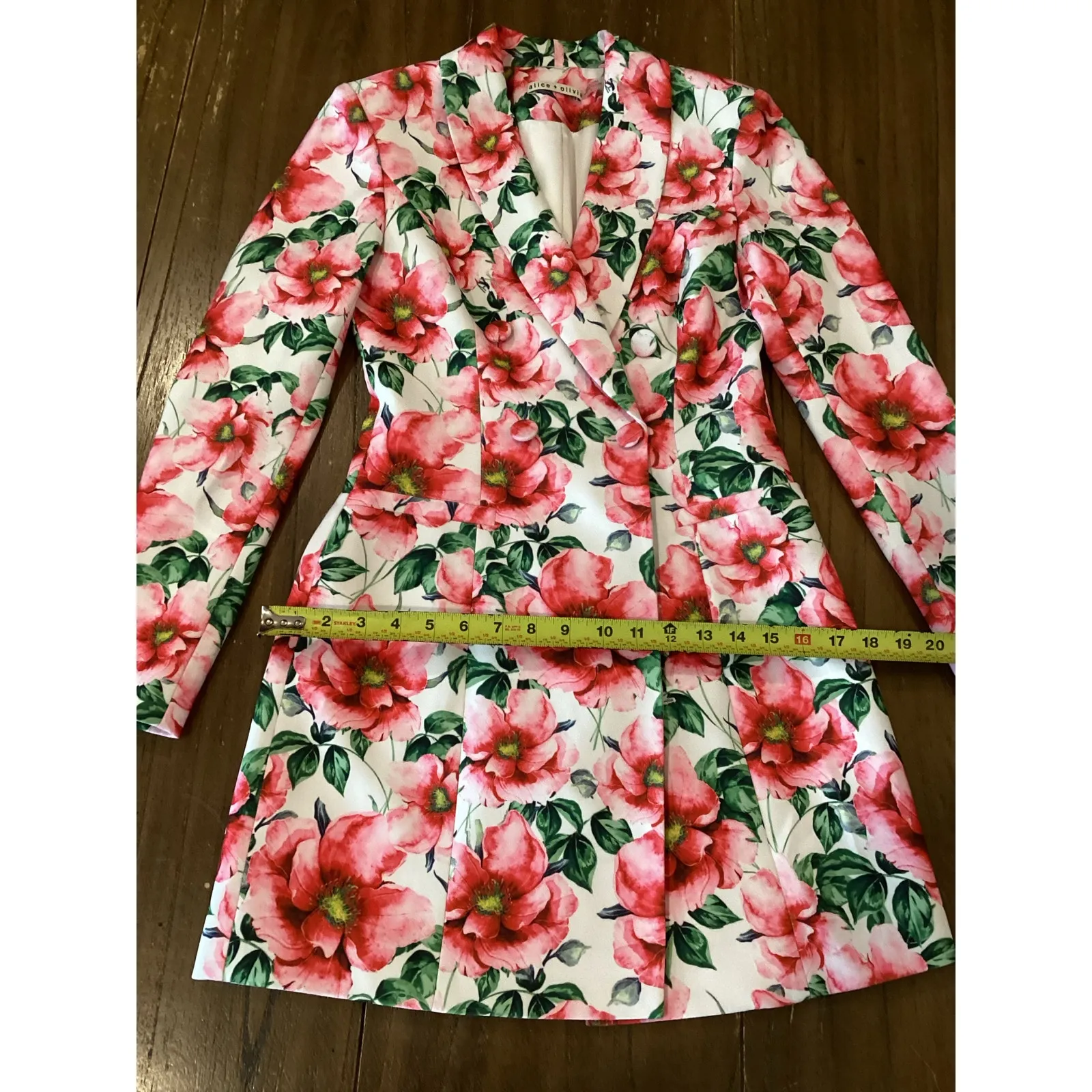 ALICE + OLIVIA Latoya Floral Mini Long Sleeve Blazer Dress size 0 - Image 11