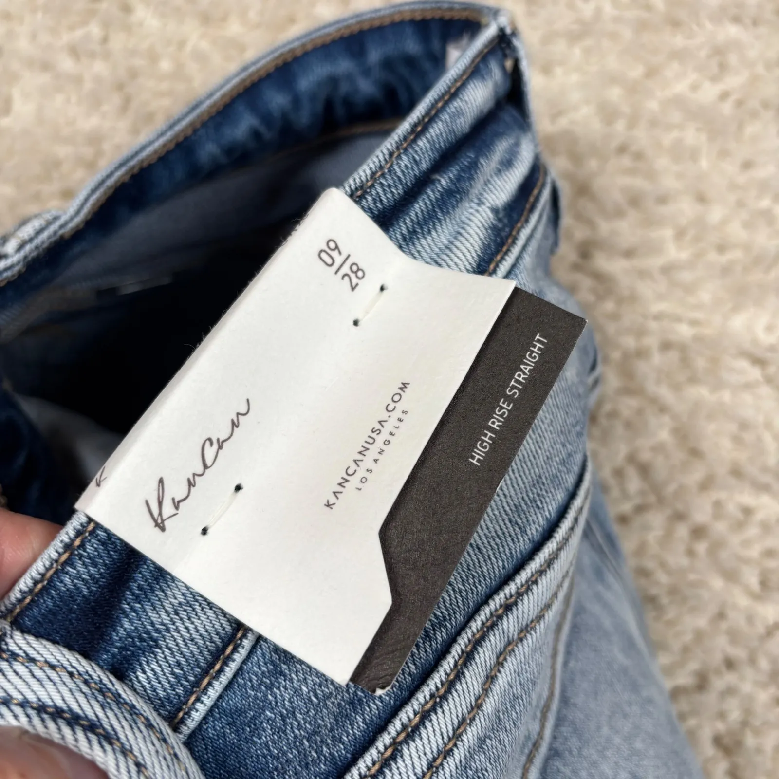 Kancan Women's High Rise Straight Leg Jeans Distressed Blue Wash Size 28 - Image 11