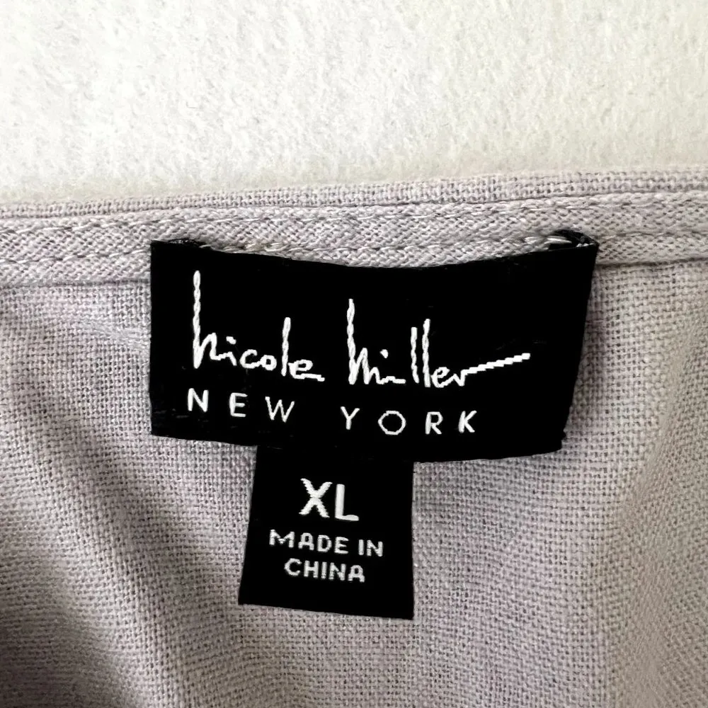 Nicole Miller Linen Gray Button Front Dress - Image 6