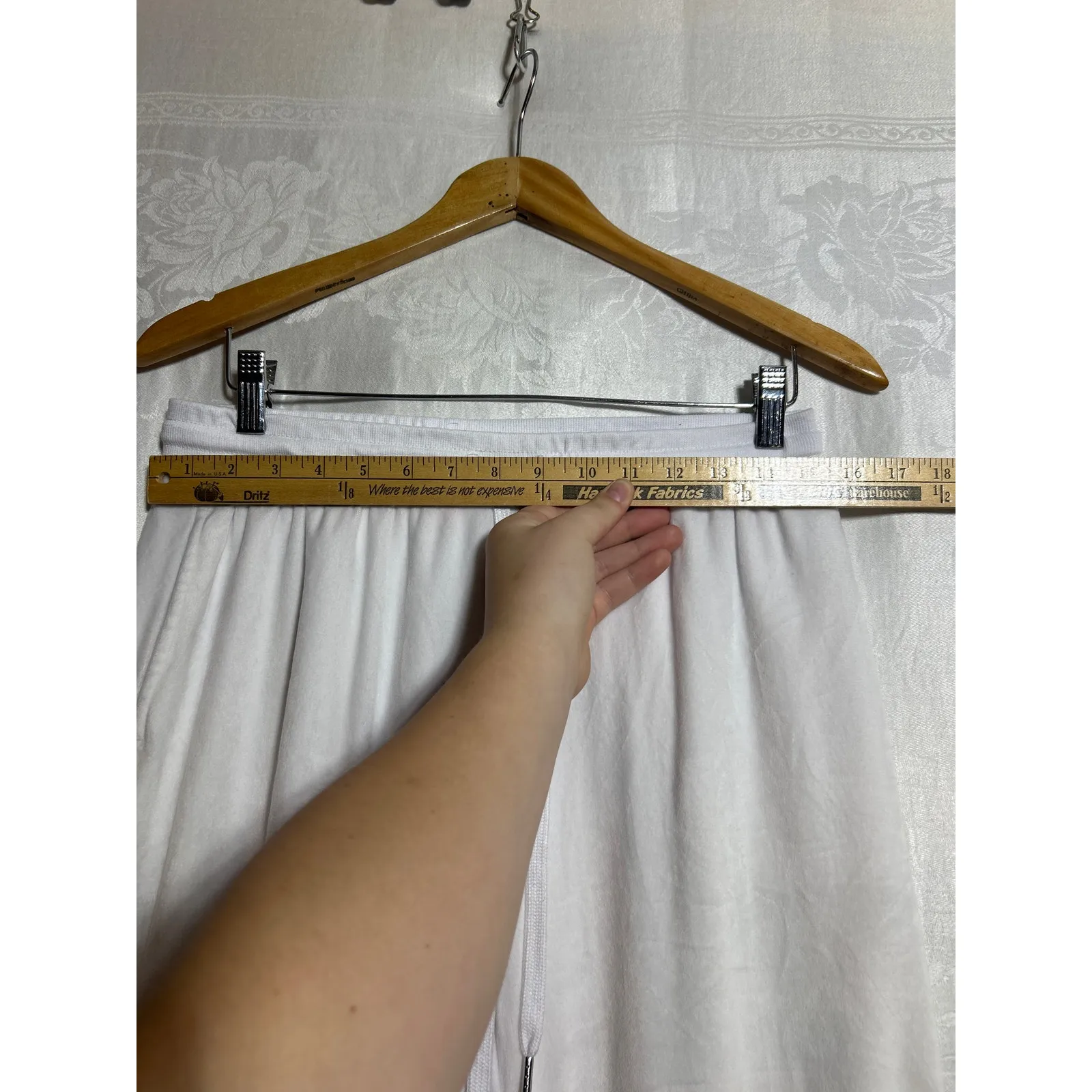 Juicy Couture Velour Track Pants Large White Silver Rhinestone Spell Out Sleep - Image 6