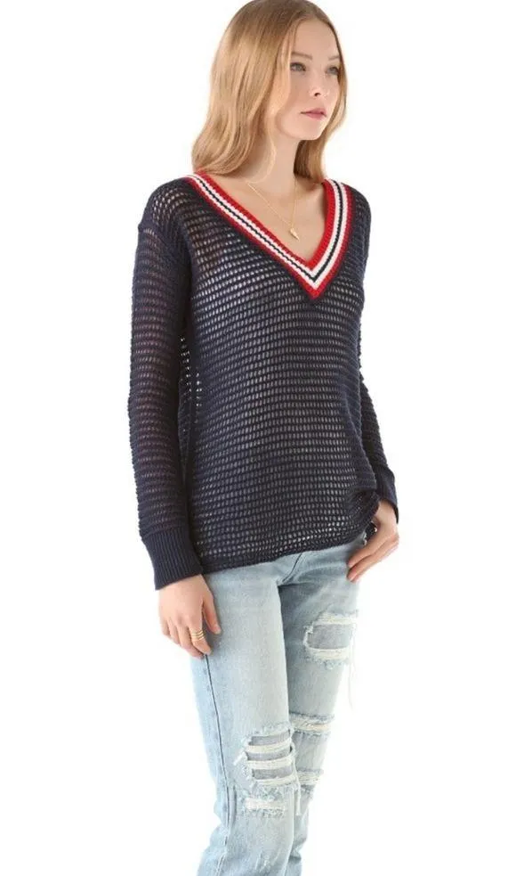 Free People Navy V neck Sweater - Image 5
