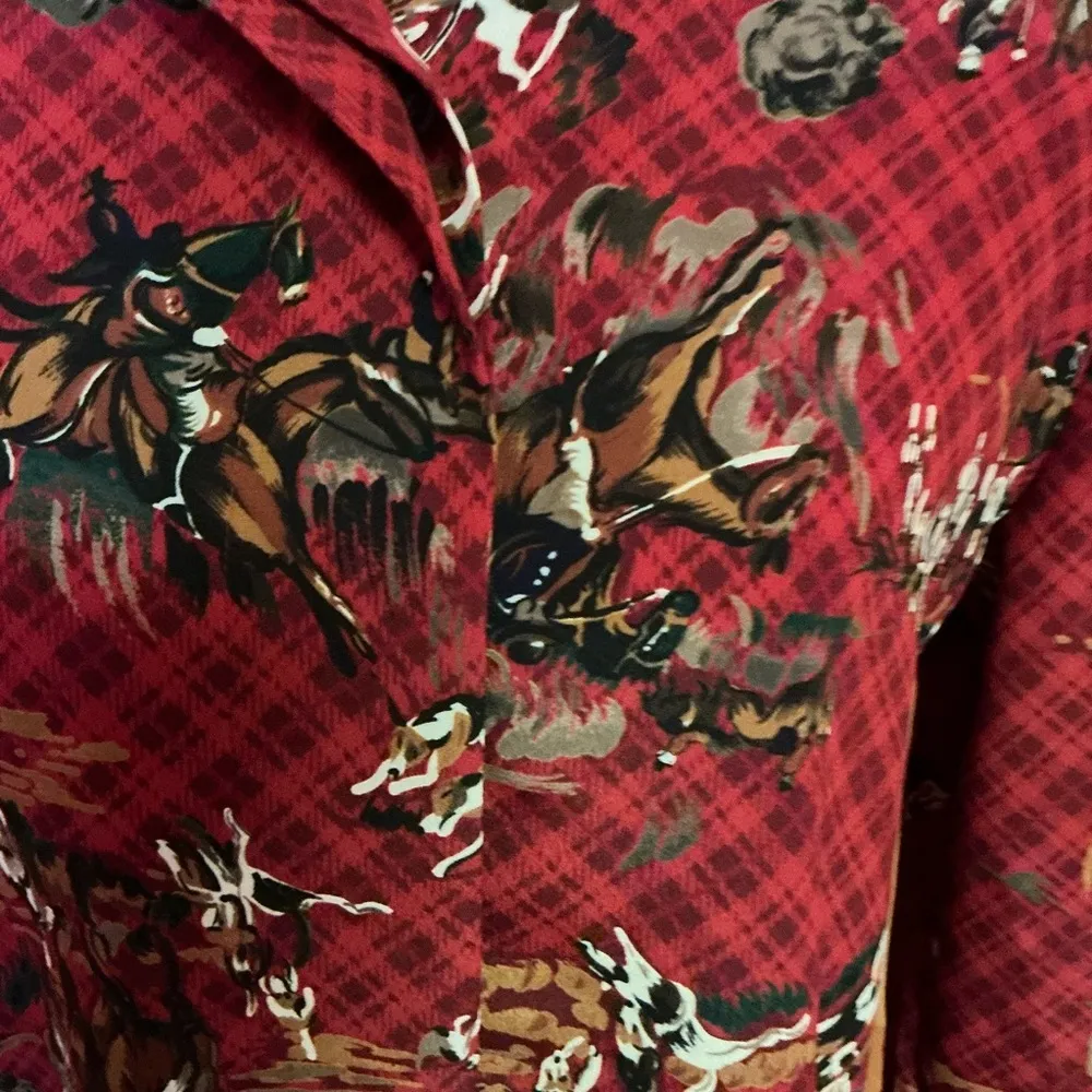 Vtg 90s Leslie Faye Equestrian button down blouse Size 10P - Image 8