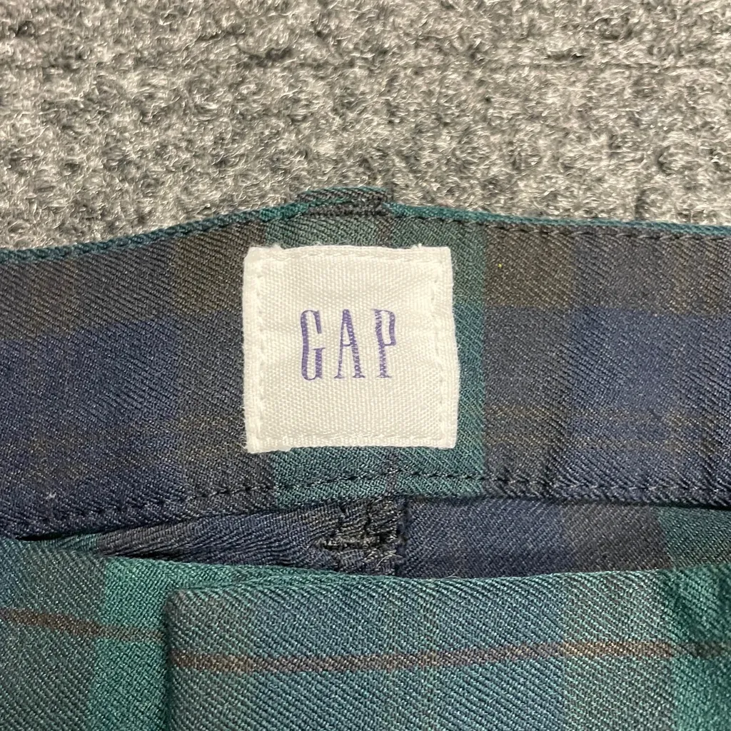 Gap Signature Holiday Skinny Ankle Dress Pant Sz 14 Navy/Green Plaid EUC - Image 4