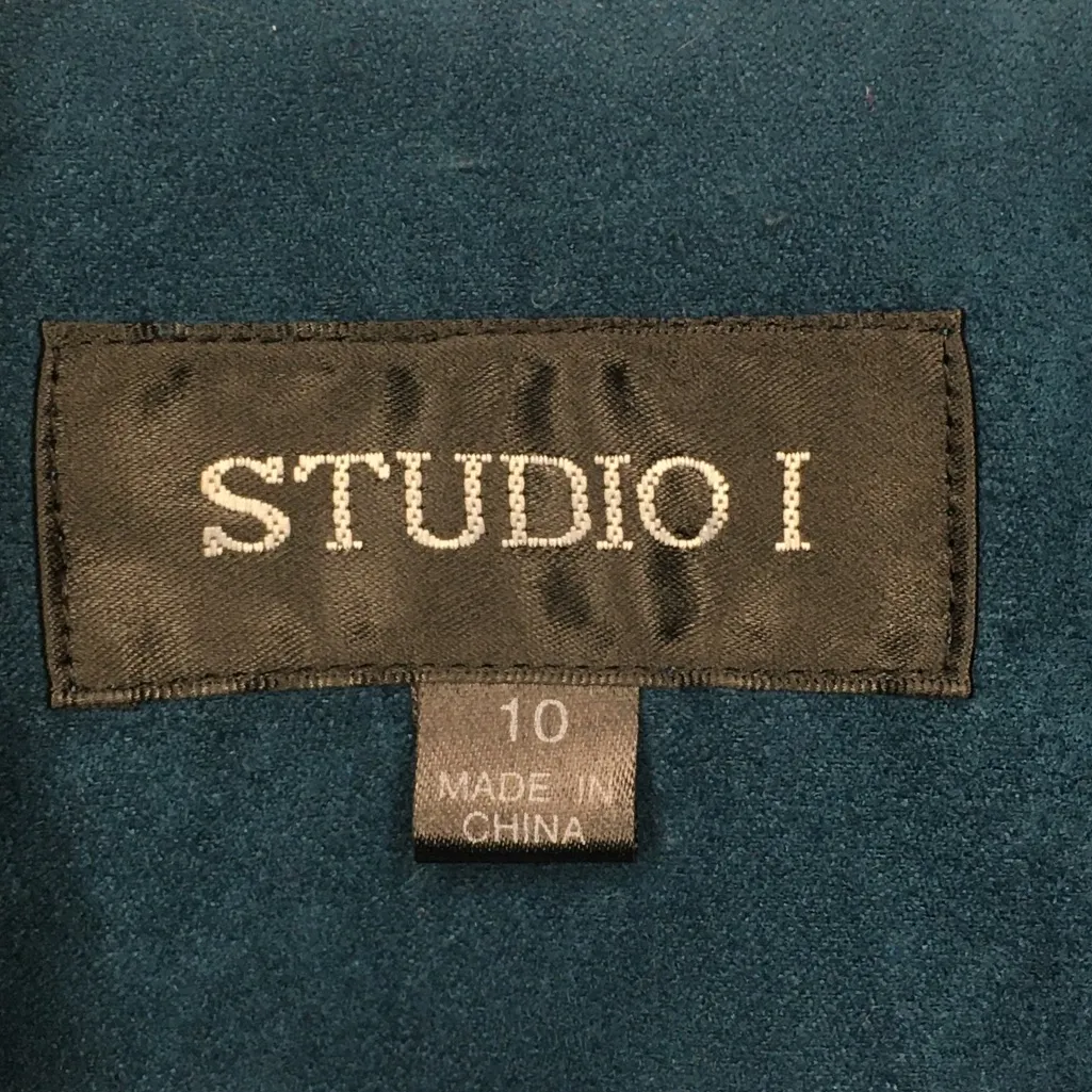 STUDIO I Teal Blue Faux Suede Blazer Jacket 10 - Image 10