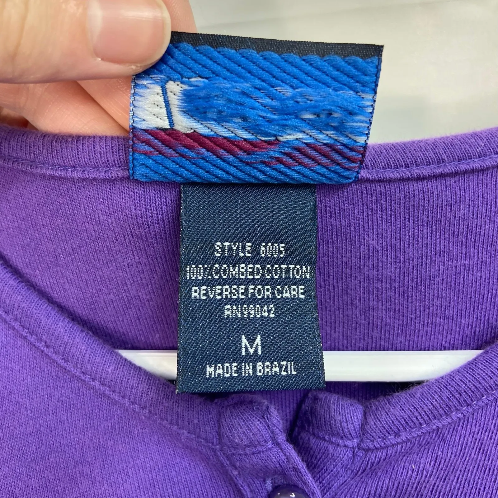 Vintage Las Olas women's purple floral button soft knit cardigan sweater cotton - Image 7