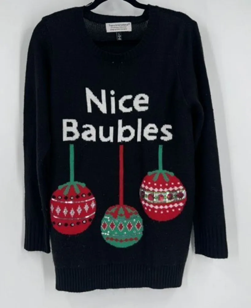Tiara International Christmas Collection Nice Baubles Ugly Sweater Size Large - Image 1