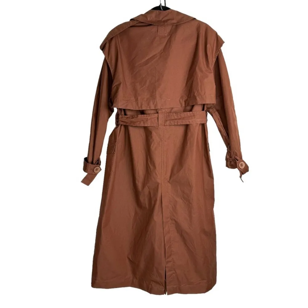 NWT Zara Chocolate Brown Trench Coat Sz Medium Blogger Fav Tie Waist - Image 2