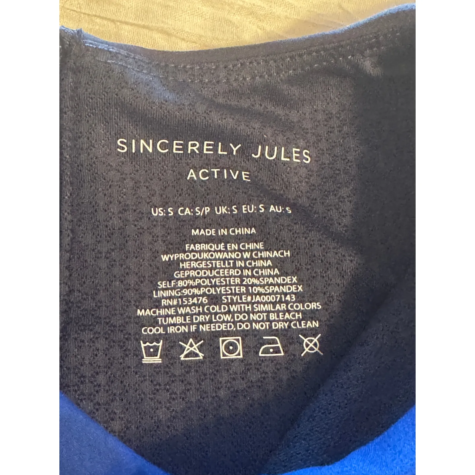 Sincerely Jules Active Colorblock High Neck Crop Top Sports Bra Blue S - Image 2