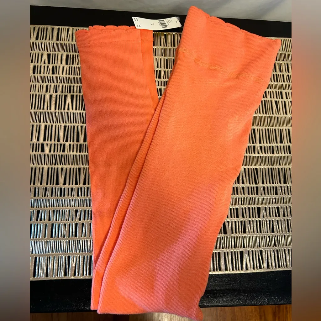 NWT Anthropologie Orange Ribbed Lettuce Trim Athletic Legging‎ Medium - Image 7