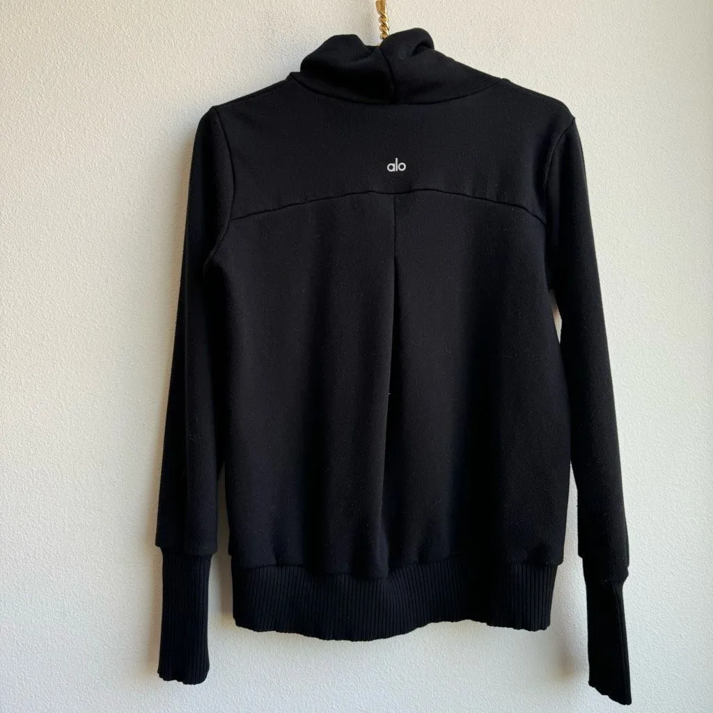 ALO Womens Clarify Turtleneck Sweatshirt Black Size XS, Small? logo Back Travel - Image 7