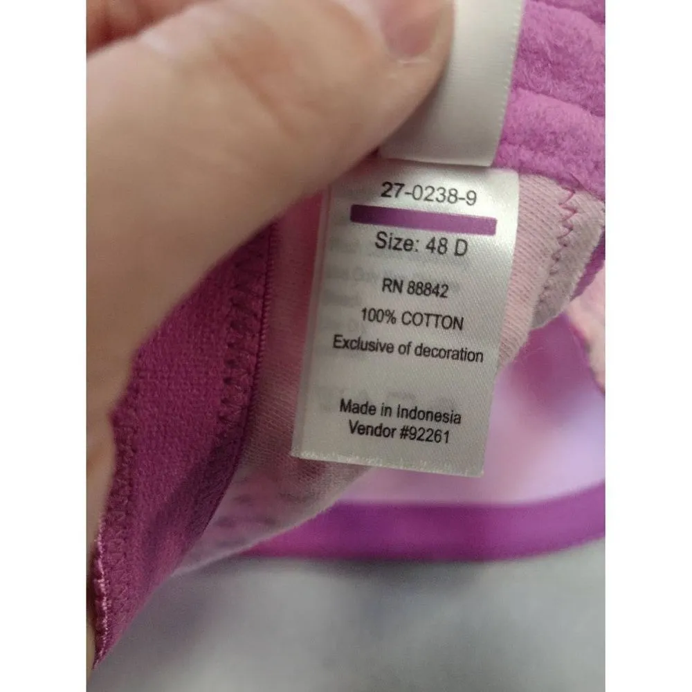 Comfort Choice Pink Floral Cotton Bra Size 48D Style 27 - Image 4