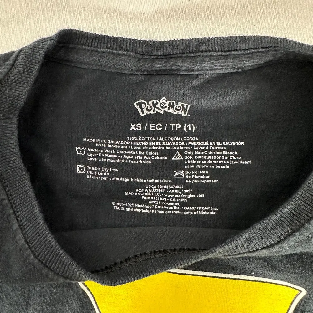 Women's | Pokemon | Black Pikachu Short Sleeve T-Shirt Tee Top - XS - Image 5