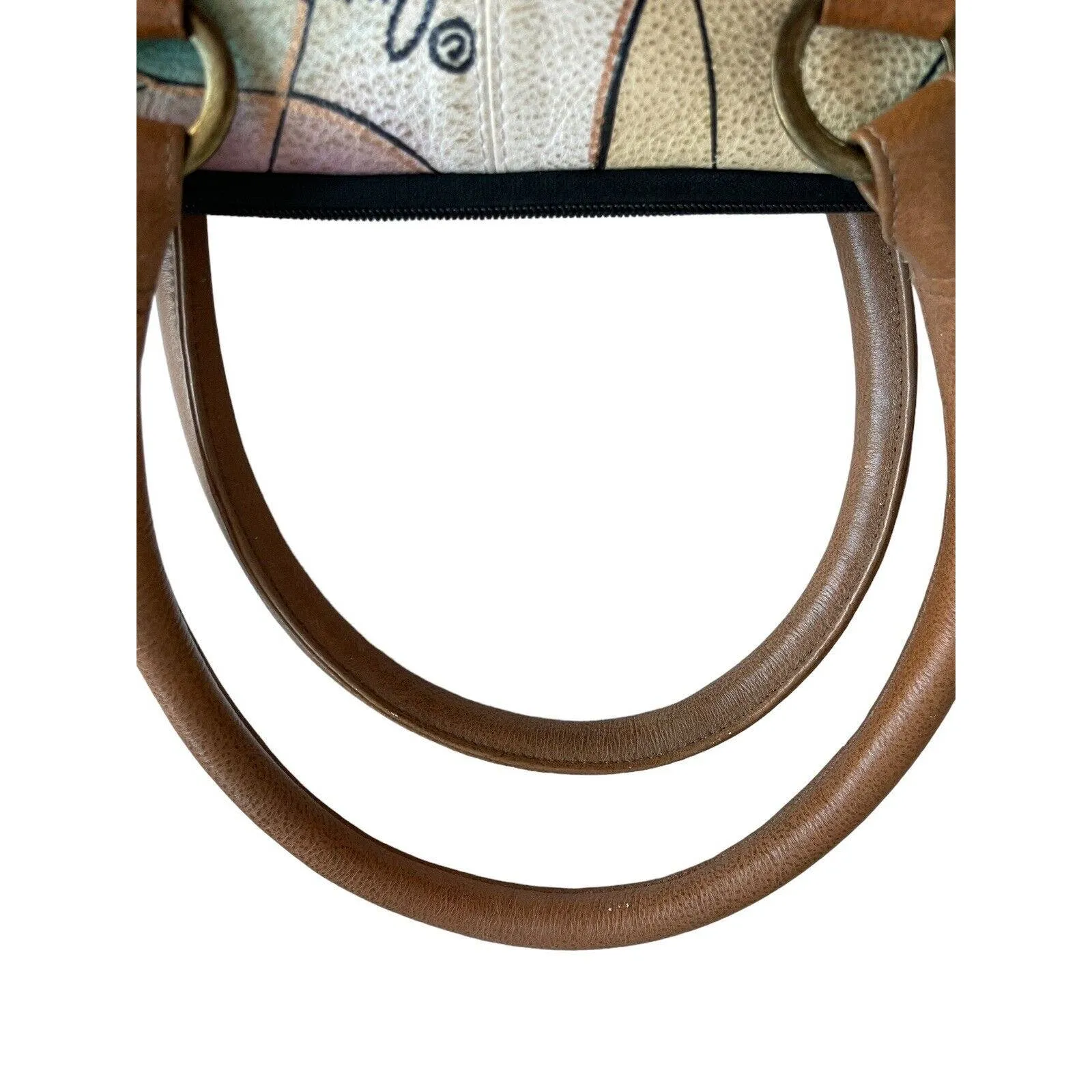 Anna by Anuschka Stained Glass Butterfly Hand-Painted Leather Large‎ Satchel - Image 6