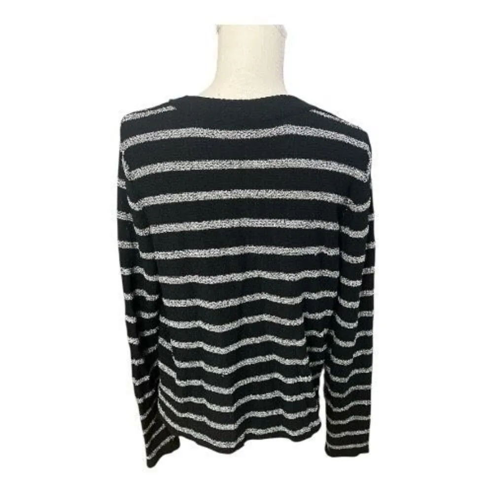 Jones New York Signature Petite Black Silver Striped Cardigan Size PL Knit Women - Image 6