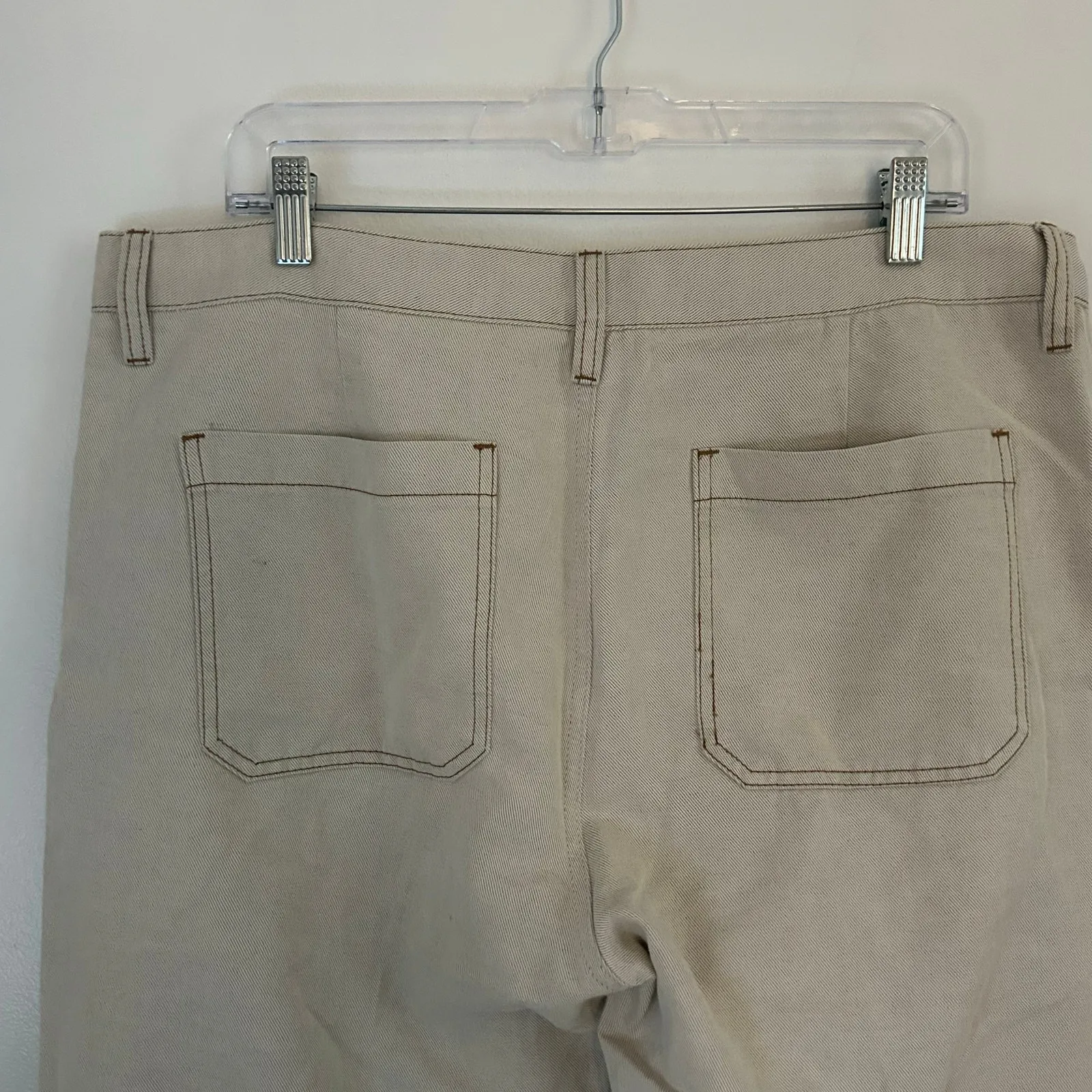 Madewell The Dean Easy Straight Leg Cuffed Cotton Linen Blend Pants Bone 31 New - Image 5