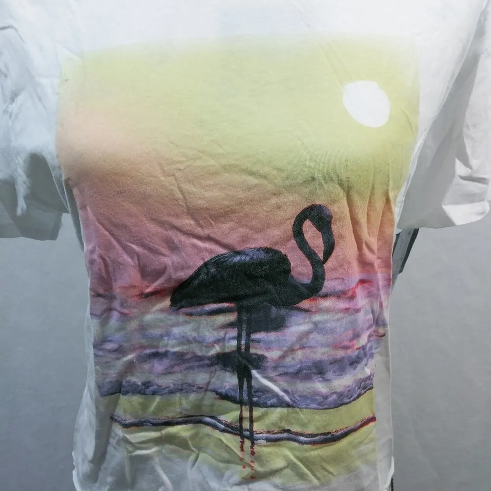 Grayson Threads Cropped Flamingo Graphic Tee Shirt Vacation Beach Size Small - Image 3