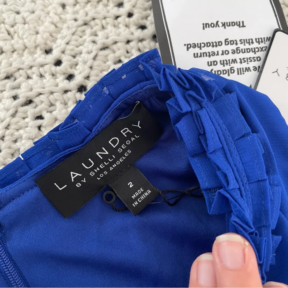 Laundry Shelli Segal Tiered Ruffle Sleeveless Dress Royal Blue NWT (Size 2) - Image 6