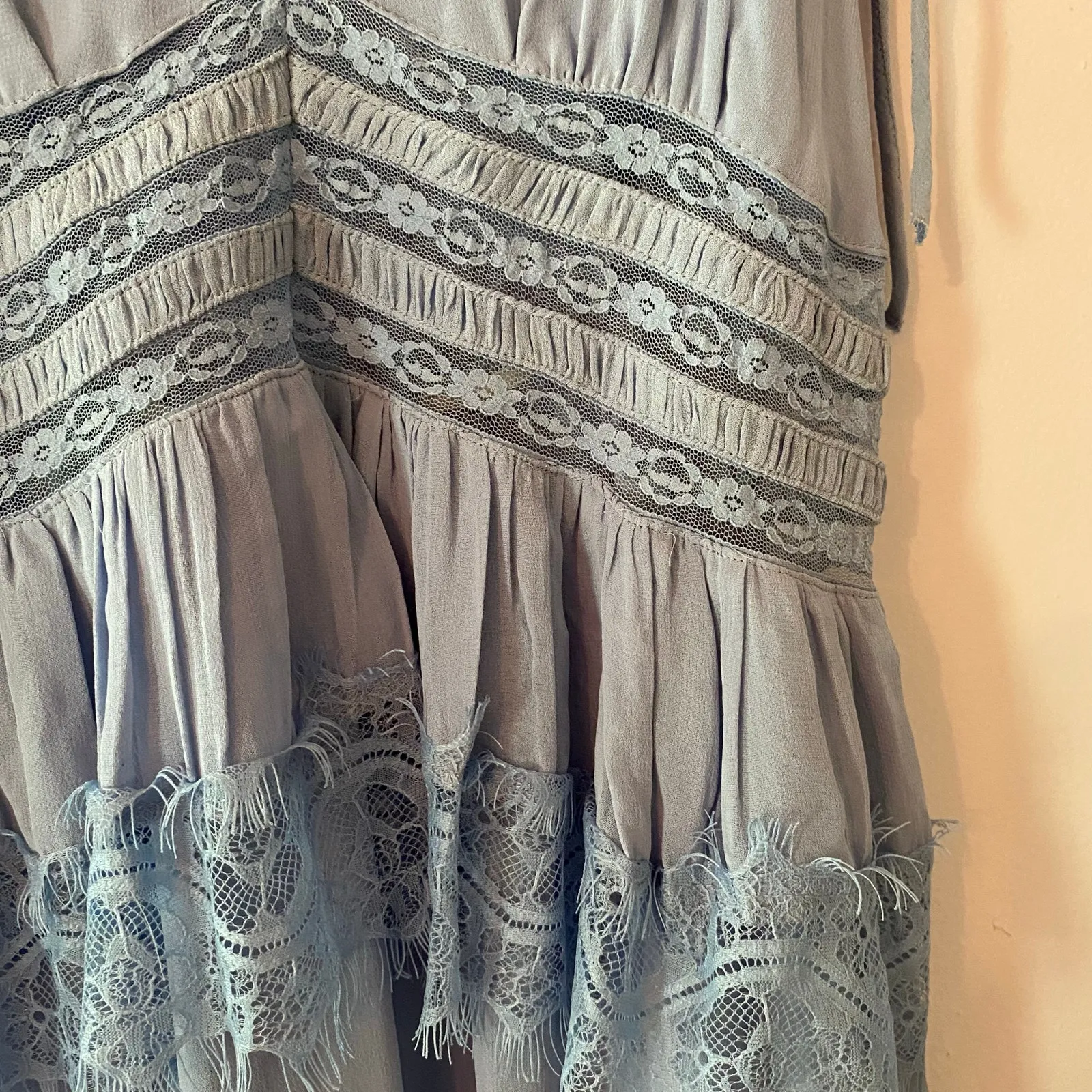 NWT Free People Intimately Light Blue Lace Slip Dress Sleeveless Women's Medium - Image 5