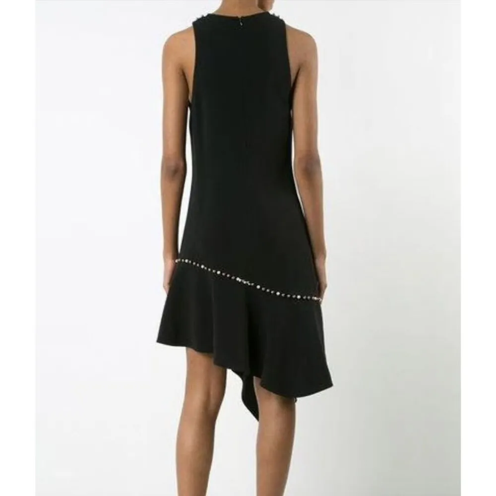 Jonathan Simkhai Dress Pearl Studded Asymmetrical Black Sz 0 Wedding Guest - Image 5