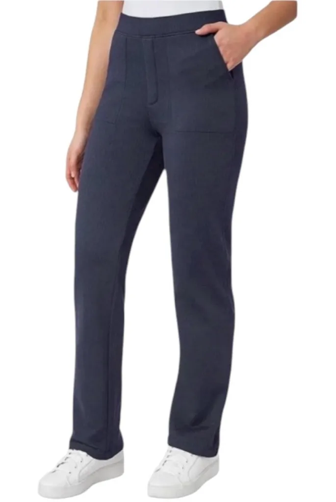 NWT Mondetta Herringbone High Rise Straight Leg Pull-On Pants Navy Blue Size XL - Image 1
