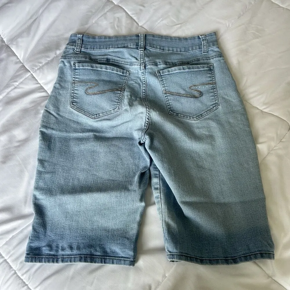 Riders By Lee Womens 8M Curvy Fit Bermuda Stretch Light Denim Summer Shorts Blue Size 8 - Image 8