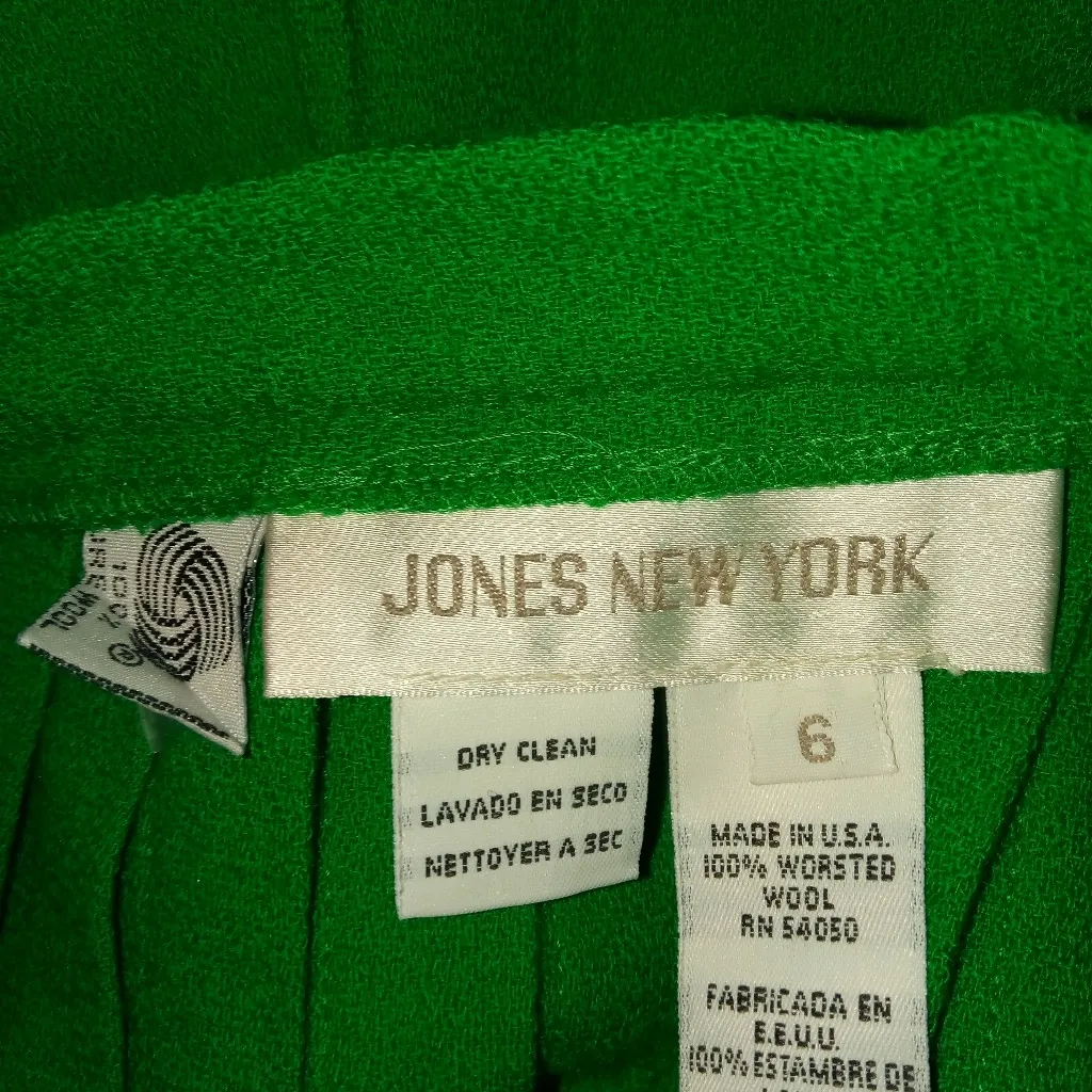 Jones of NY 6 26 Kelly Green Wool Pleated Skirt - Image 2