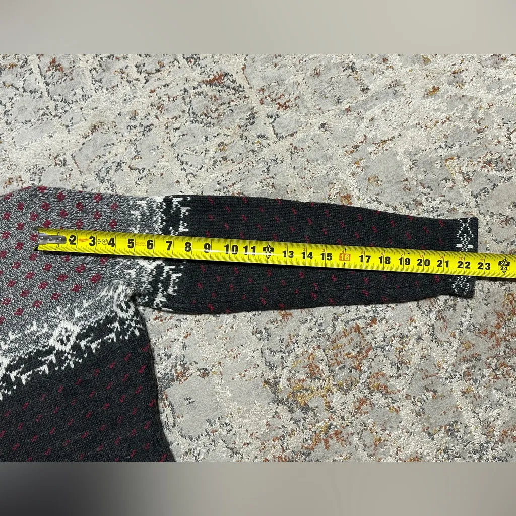 WOOLRICH Nordic Fair wool Isle Snowflake Pattern Clasp Sweater Large - Image 5