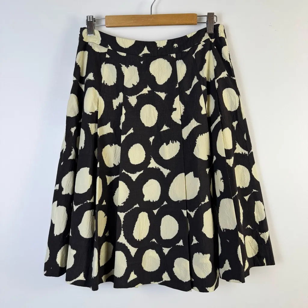 Moschino Brown Cream Abstract Polka Dot A-Line Pleated Skirt Size 8 Medium - Image 7
