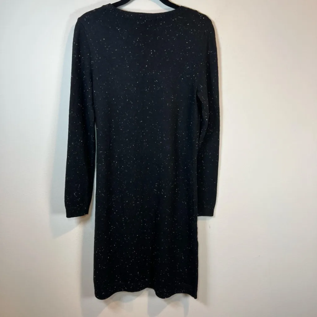 Talbots Womens Tweed Side Tie Sweater Dress Black Knit Long Sleeve Stretch Small - Image 10