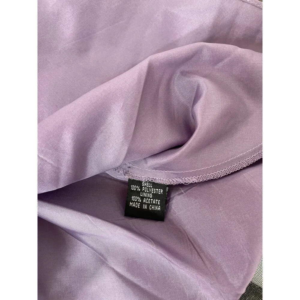 ADRIANNA PAPELL Tulle Evening Dress Black Purple V-Neck Wedding Bridesmaid Sz 6 - Image 6