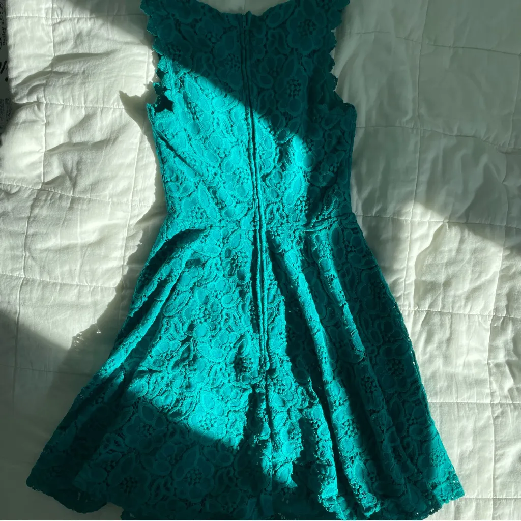 City Studio Fit & Flare Turquoise Lace Dress - Image 2